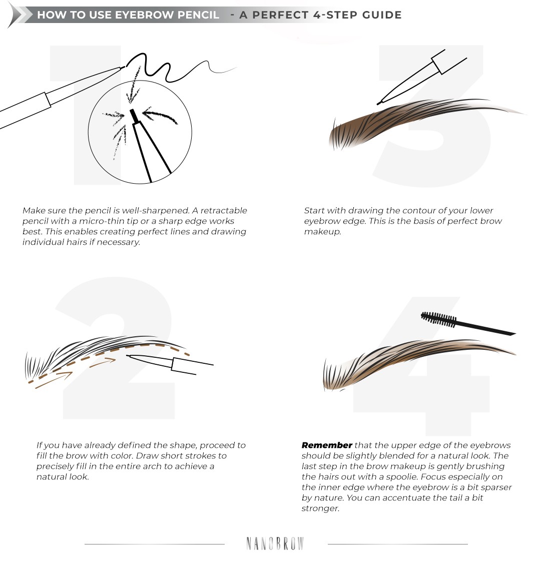 eyebrow pencil makeup step by step